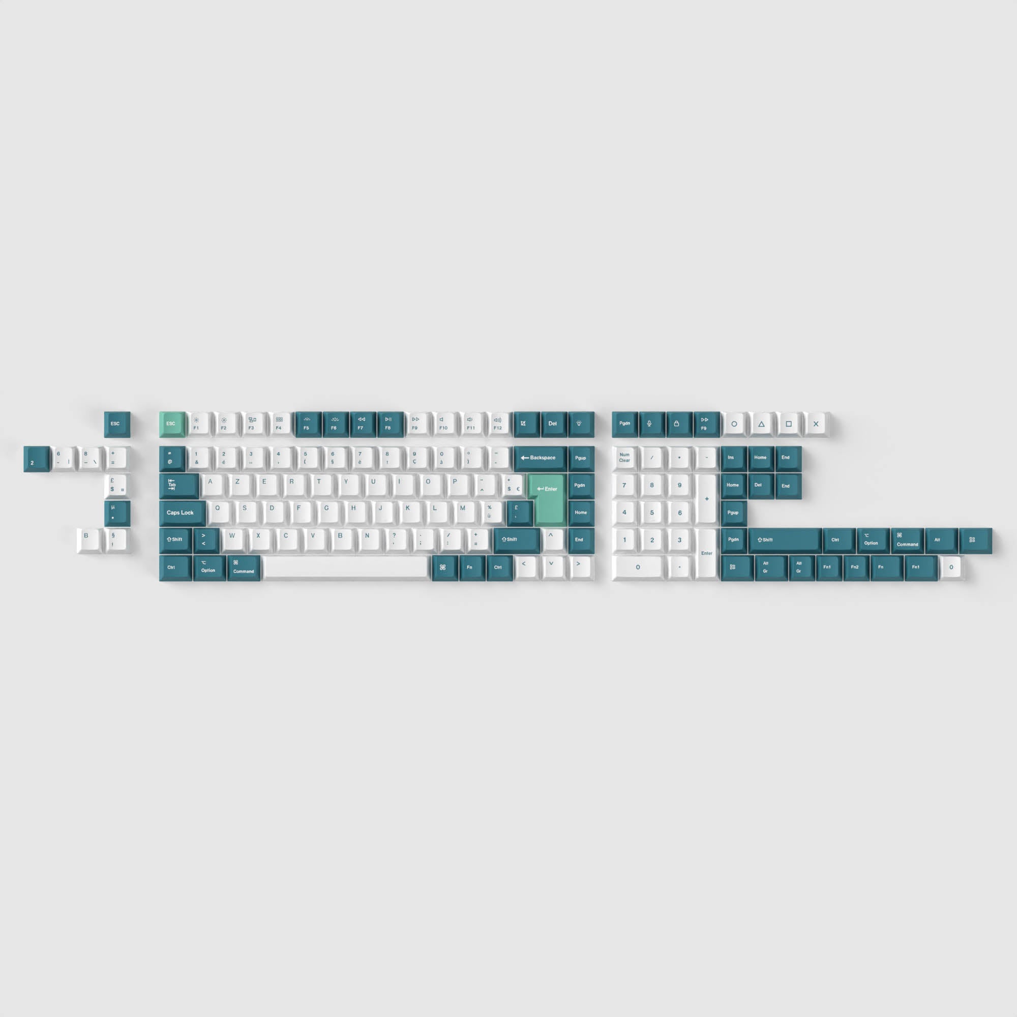 ISO Cherry Profile Dye-Sub PBT Full Set Keycap Set - White Mint - Image 3