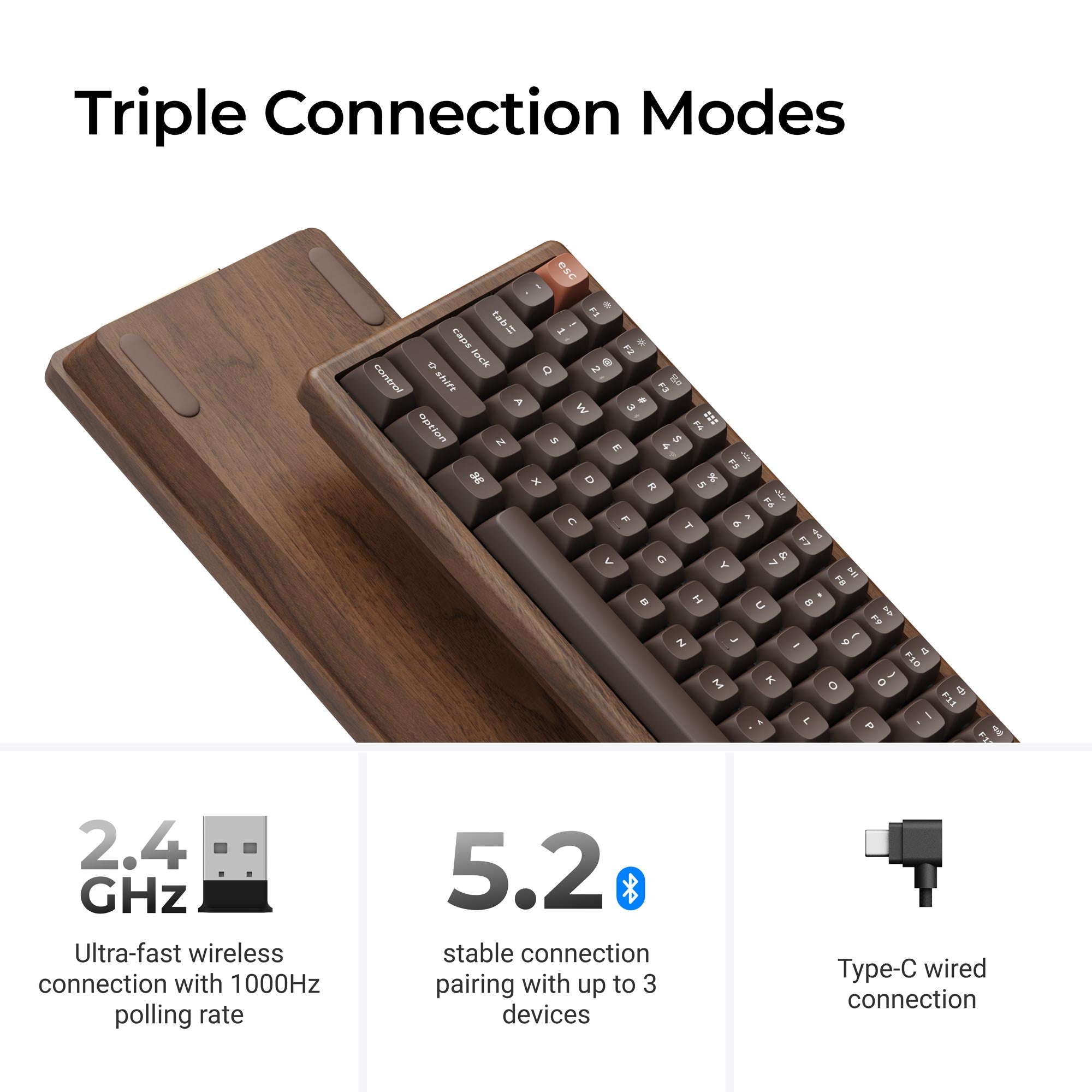 Keychron K2 HE Wireless Magnetic Switch Custom Keyboard - All-Wood Special Edition - Image 4