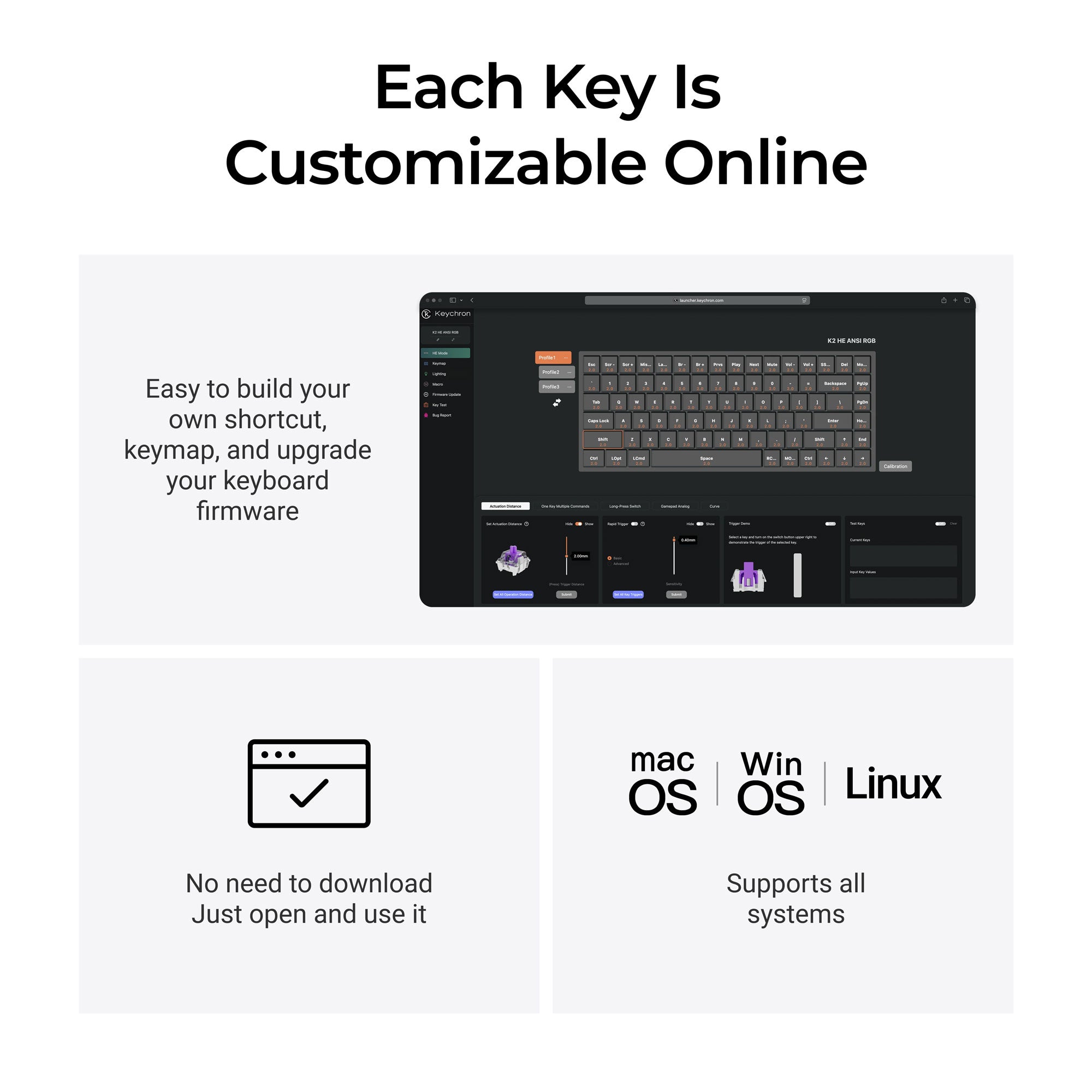Keychron K2 HE Wireless Magnetic Switch Custom Keyboard - Concrete Edition - Image 6