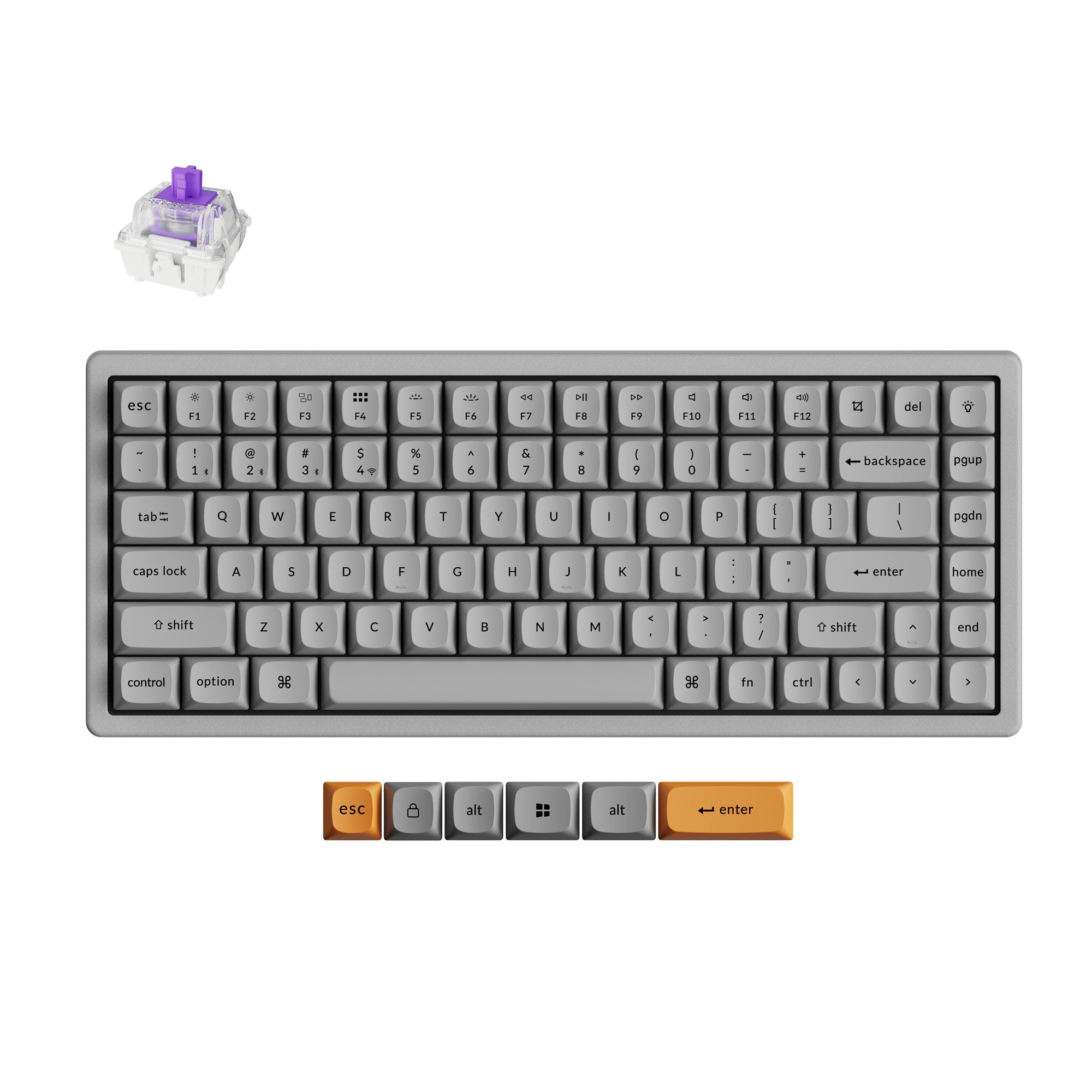 Keychron K2 HE Wireless Magnetic Switch Custom Keyboard - Concrete Edition - Image 7