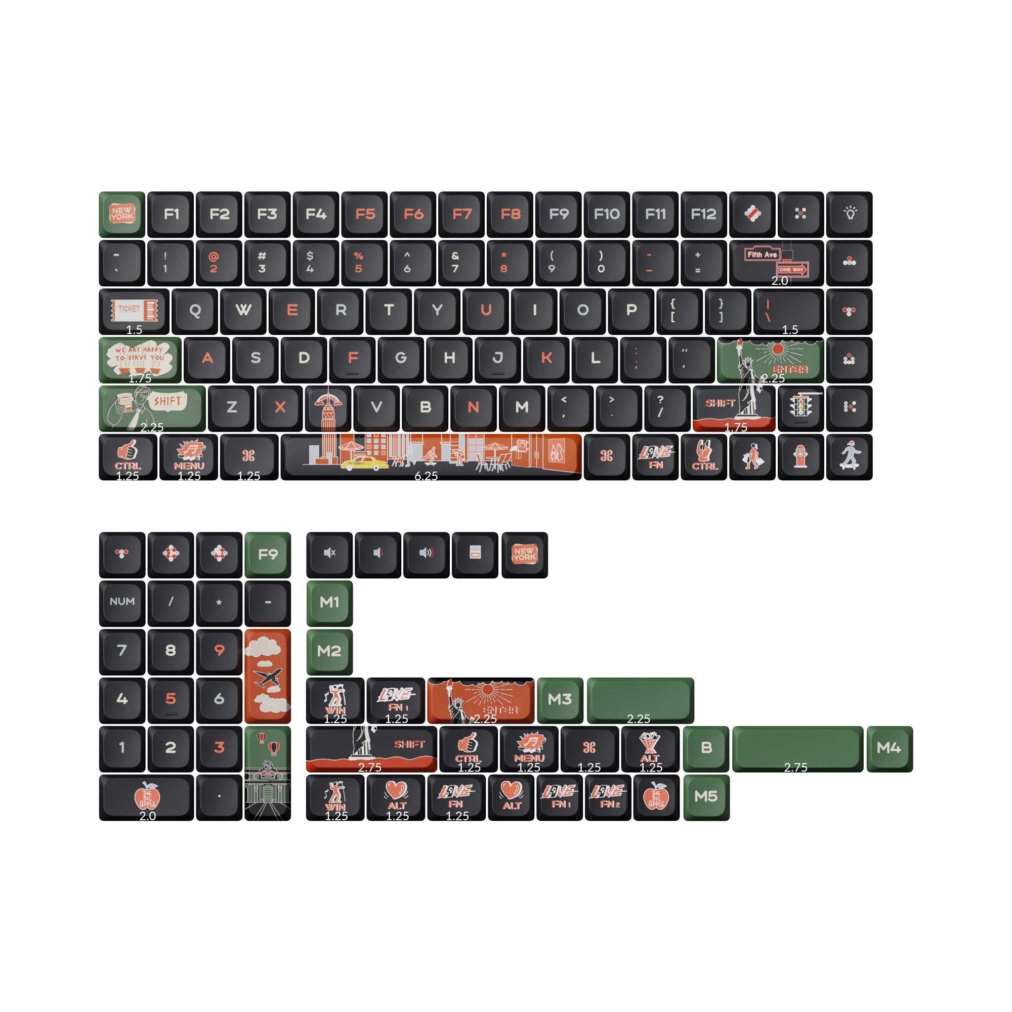 Low Profile LSA Dye-Sub PBT Full Set Keycap Set - New York - Image 2